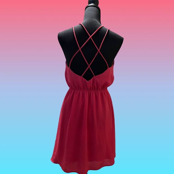 HOT PINK STRAPPY MINI DRESS - Picture 2 of 13